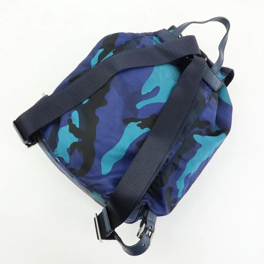 Prada Triangle Logo Nylon Backpack Blue